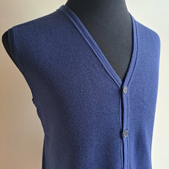 NEW Ferrante Men's 100% Merino Wool Blue Vest Size 54/ XL - Picture 3 of 13